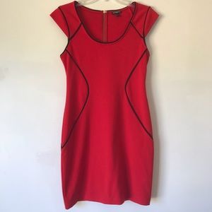 Express Bodycon red dress with black piping size 8